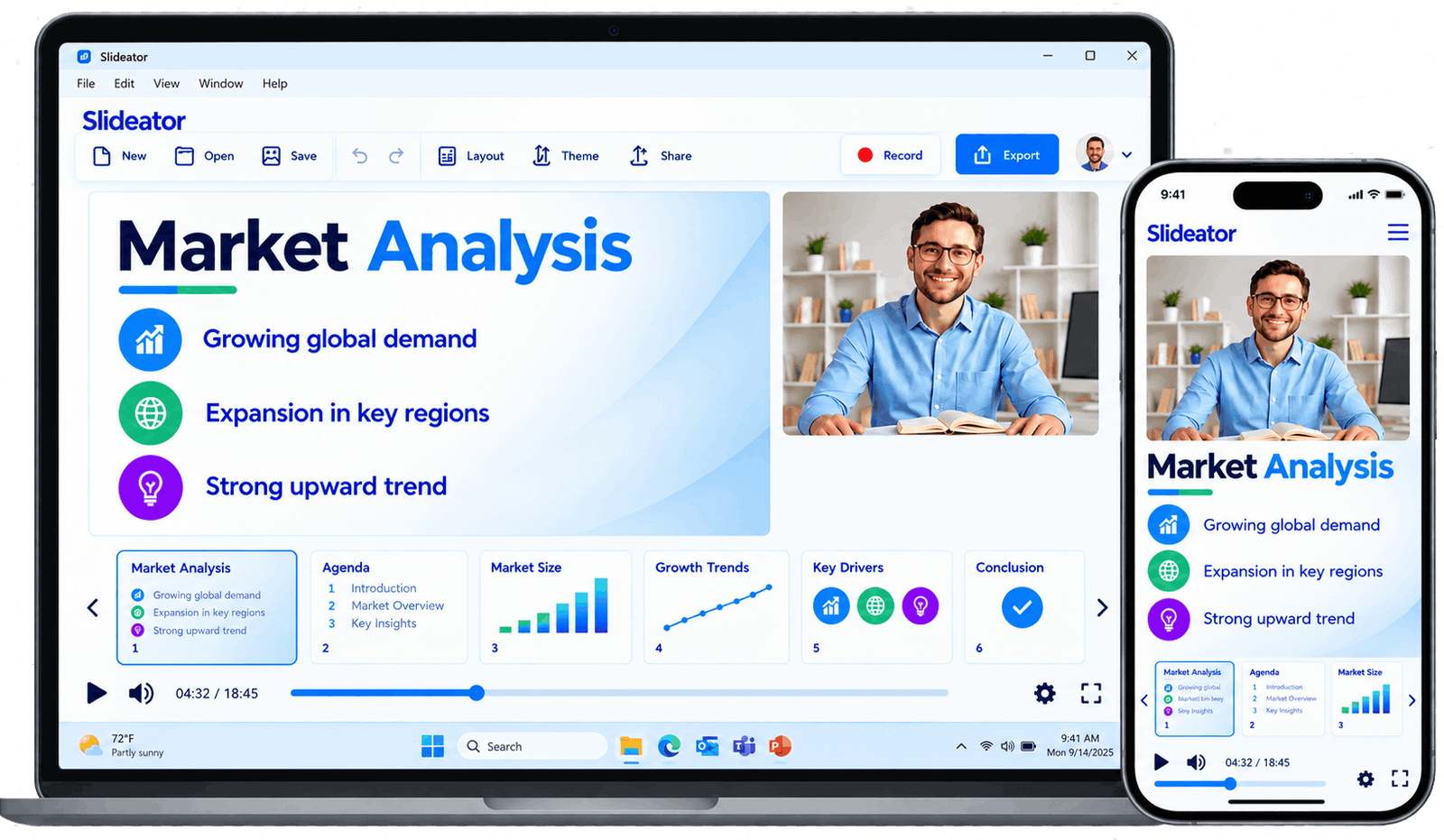 Record and share PowerPoint presentations with audio and video