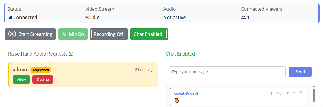 Manage Live Sessions