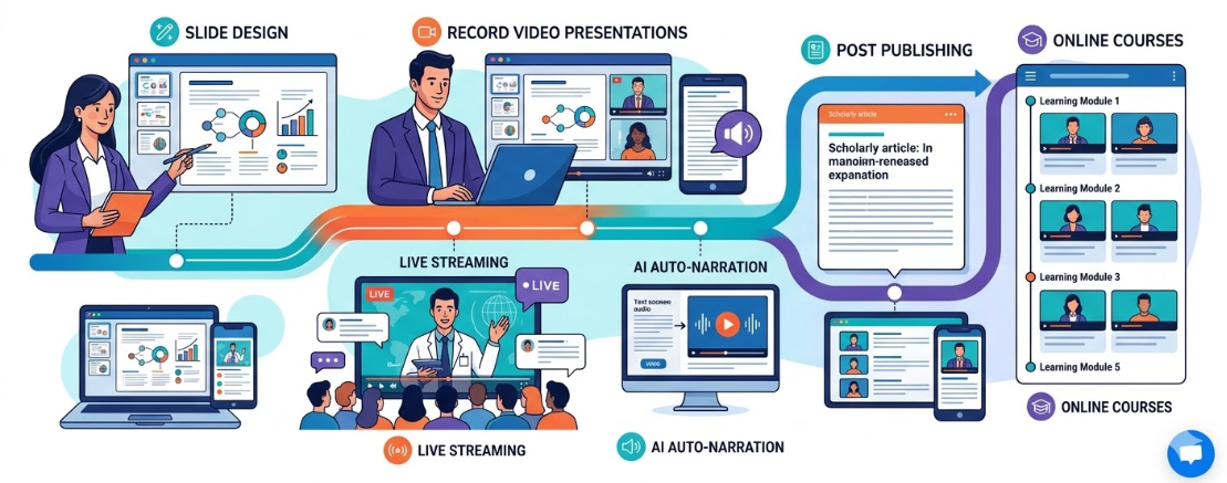 The All-in-One Platform for Video Presentations, Live Streaming, Slide Design, Posts, and Online Courses
